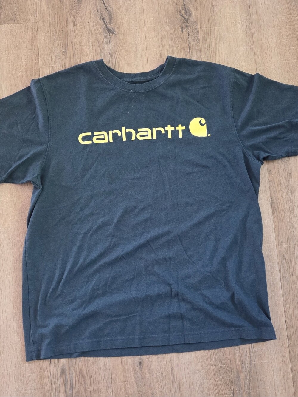Carhartt Men's Large Short Sleeve T-Shirt Crew Neck  Loose Ocean Blue  Neon Logo